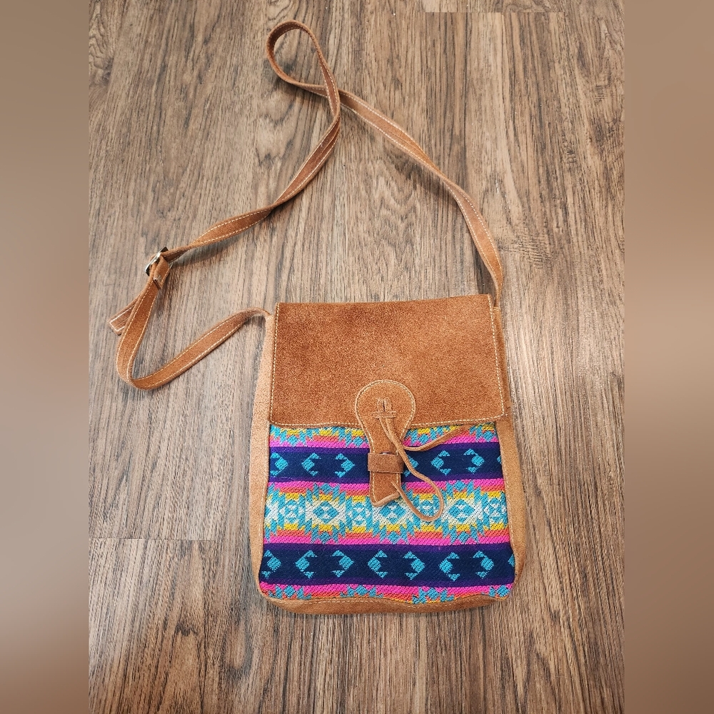 Vintage Leather Rodeo Saddlebag Aztec